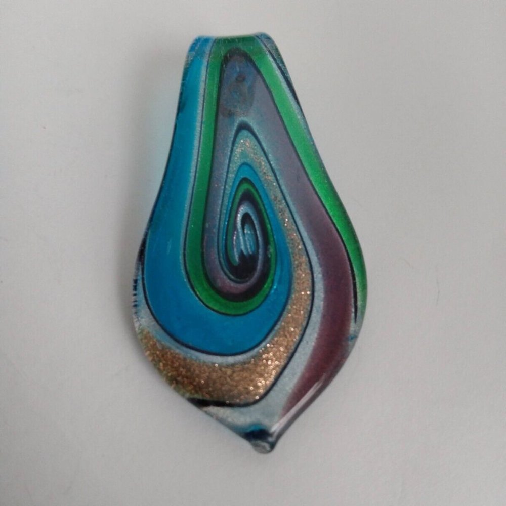 Swirl Glass Fashion Jewelry Pendant Blues Greens Purple
